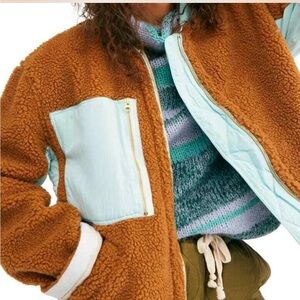 We The Free Rust Rivington Sherpa Faux Shearling Jacket!